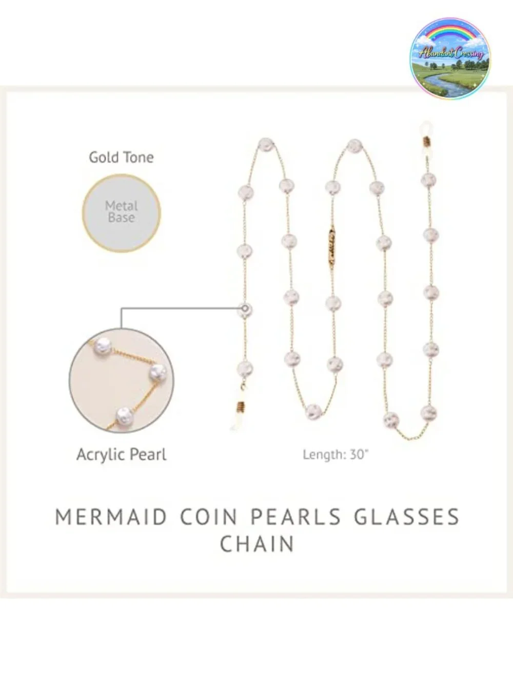Women's Eyeglasses Chain for Reading Glasses - Gold Tone Plated Metal 30